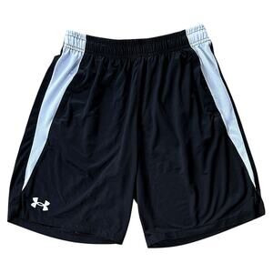 Under Armour Black w/ White Stripe Athletic Training Shorts Youth Large